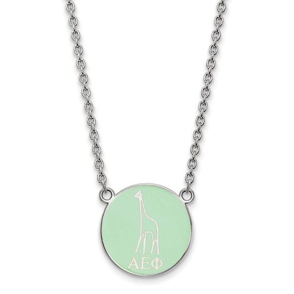 Sterling Silver Alpha Epsilon Phi Small Enamel Necklace - Picture 1 of 4